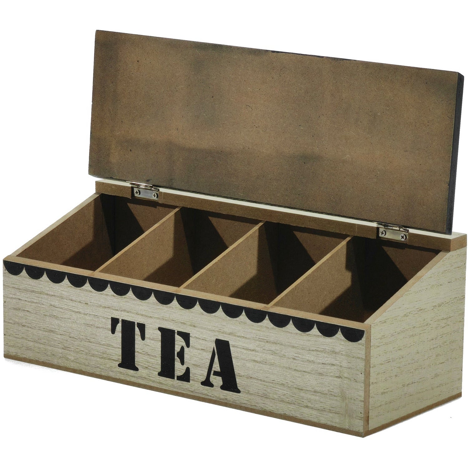 GUSTO CASA - Portatisane in legno 4 scomparti con coperchio- h11x30x12 cm